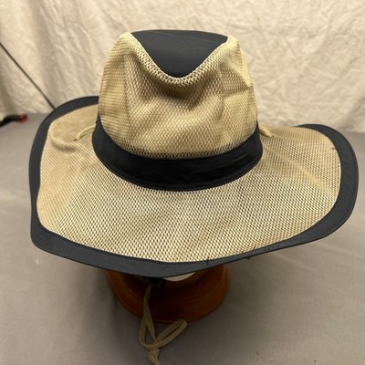 Panama Jack Original Mesh Boonie Hat Adult OSFA Chin Strap Beige Breathable
