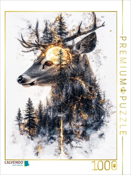 Calvendo Puzzle Deer Moon | 1000 Pieces, Finished Size 25.2 × 18.9 In (64 × 48 C-image