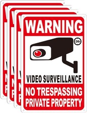 No Trespassing Signs 4 Pack, 12x8 Inches, Reflective, Durable, Red