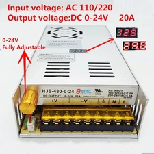 480W 20A Adjustable DC Power Supply 0-24V HJS-480 SMPS Regulated Digital Display
