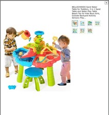 Kids Sand Water Table Toys for Toddlers, 3-Tier Outdoor Sand and Water Play