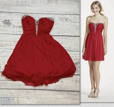 Speechless Red Strapless Short Formal Gown Rhinestone Dress SIZE 5. Prom HOCO