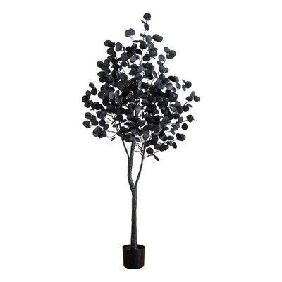 Nearly Natural 6ft Pre-Lit Halloween Black Eucalyptus Tree w/ 300 LED