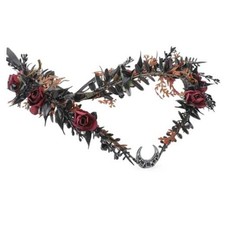 Gothic Black Flower Crown - Goth Floral Headpiece for Dark Fairy Black-red