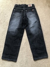 Southpole Y2K Vintage Wide Leg Baggy Jeans Red Tab Mens Size 36x32 Faded Black