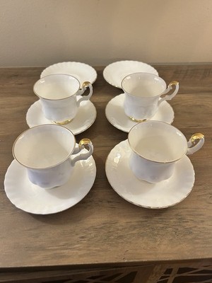4 Cups 6 Saucer Coffee Expresso Demi tasse Royal Albert Val D Or England 