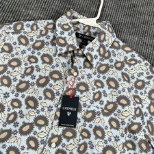 Cremieux Shirt Mens Medium Blue Paisley Short Sleeve Button Up Casual New