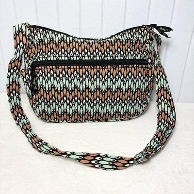 Vera Bradley Mint Brown Patterned RETIRED Sierra Stream Little Crossbody Bag