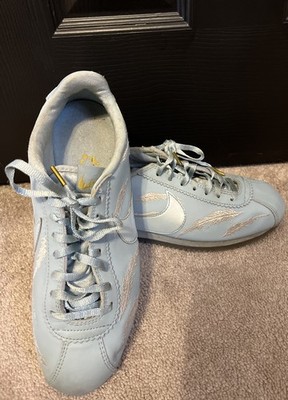 Nike Cortez retro feather sky embroidered feathers Sz 9 light blue