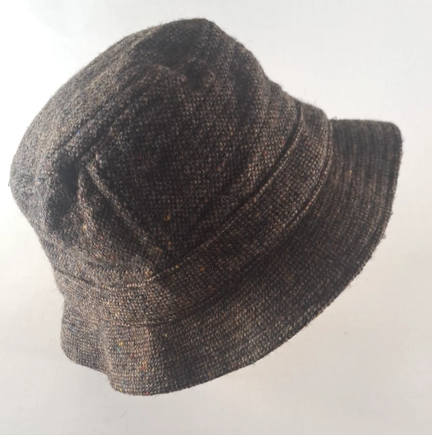 Sombrero Cubo Tweed Vintage Mujer Marrón Lana Hanna Hecho en Irlanda Boho Hipster Foto 4 de 4