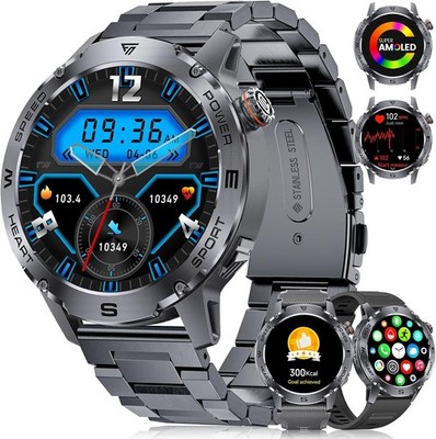 FITFLEX Herren Smartwatch 1.43 Zoll AMOLED Fitness Uhr Telefonfunktion IP68