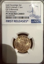 2022 G.Britain QE II Memorial - FR Gold Sovereign Set 1SOV - PF70 Ultra Cameo