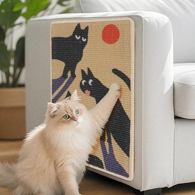 3-in-1 Sisal Cat Scratcher Mat 23.6x15.7'' Protects Carpet Couch & Furniture