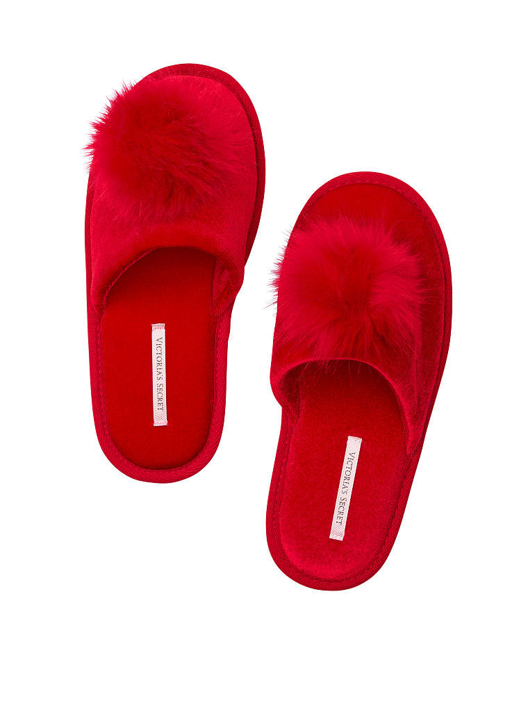 black pom pom slippers