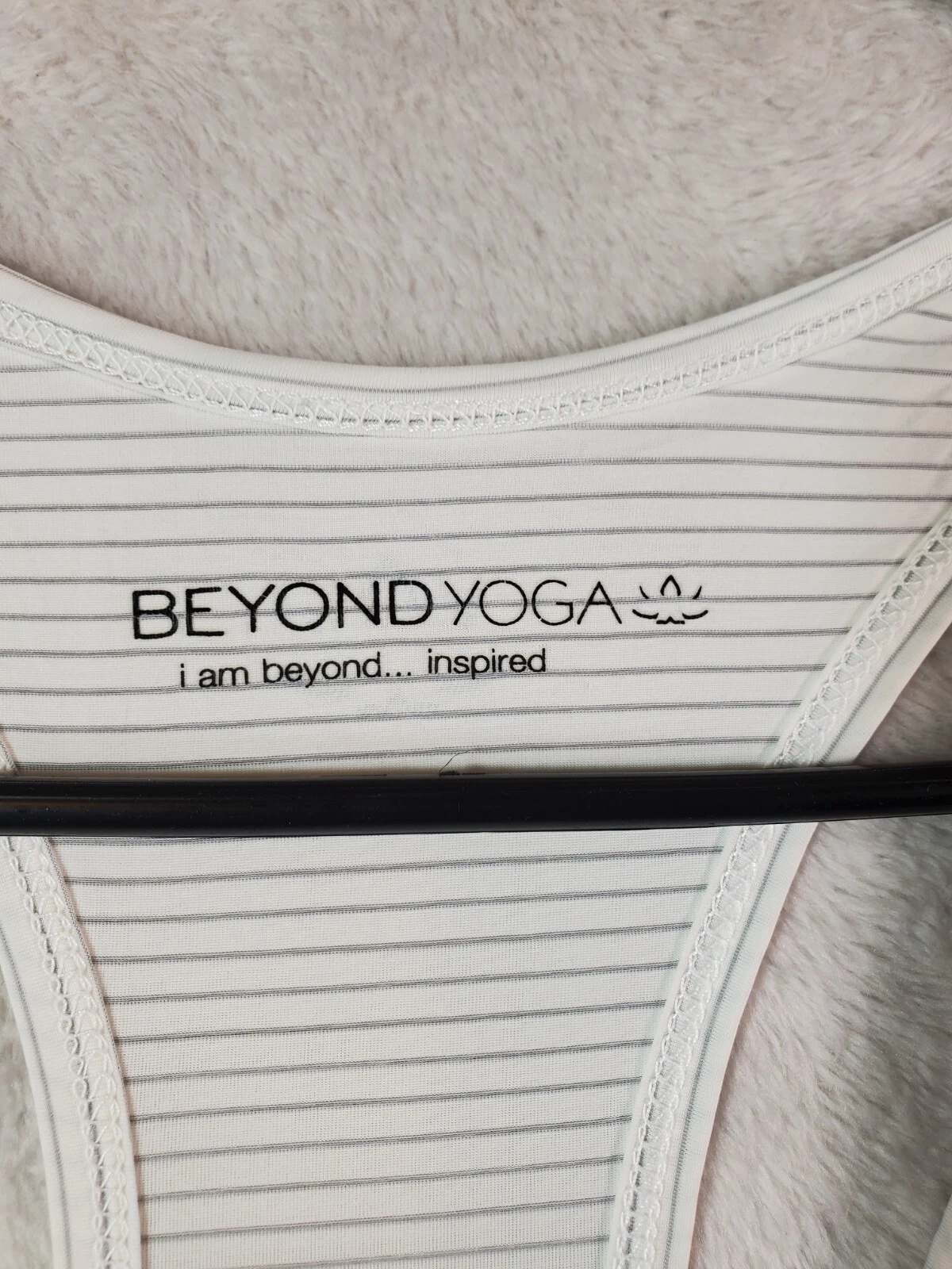 beyond-yoga striped nylon sleeveless v neck knot hem tank-top