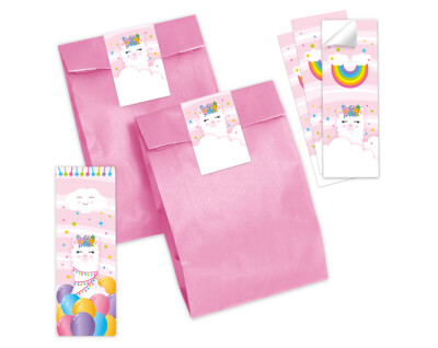 Geschenktüten + Lesezeichen + Aufkleber Mitgebsel Lama Kindergeburtstag Mädchen