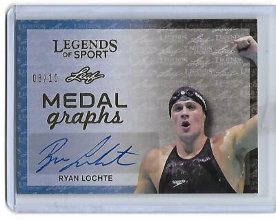 Ryan Lochte Leaf Legends Of Sport Autograph GOLD MEDAL GRAPHS Swimming Auto /10
