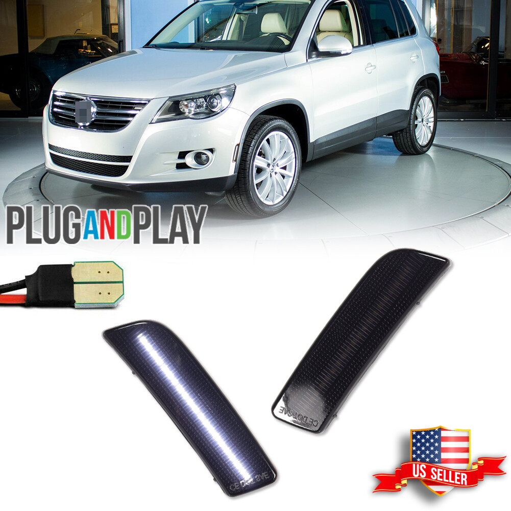 Smoked White LED Bumper Side Marker Lights for 2009-2017 VW Tiguan