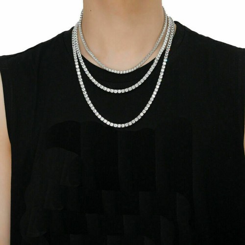 5mm Cadena de tenis Cadena helada Hip Hop Hombre Mujer Pulsera Collar A9292-5 - Imagen 6 de 16