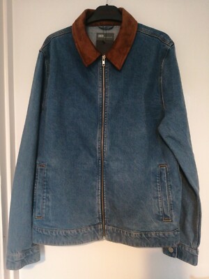 Asos Herren Jeansjacke mit Faux Seude Kragen Größe M