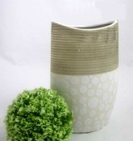 "Keramik-Vase \"Punto\" Creme/Braun/Weiß Ca. 24 X 6,5 X 16 Cm (H/T/B)"