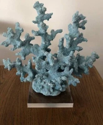 Faux Coral Decorative Piece Blue Tones Mounted Decorative