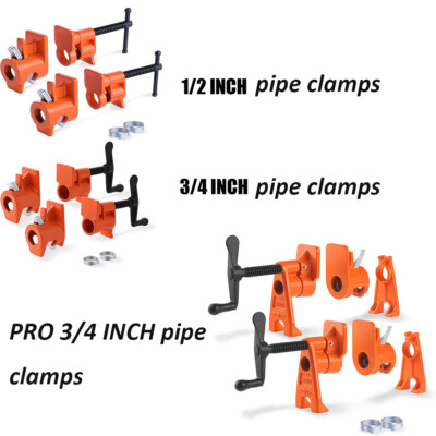 PONY Pipe Clamps 3/4 Inch/1/2 Inch 2-Pack 52/50Wood Gluing Pipe Clamp Fixture