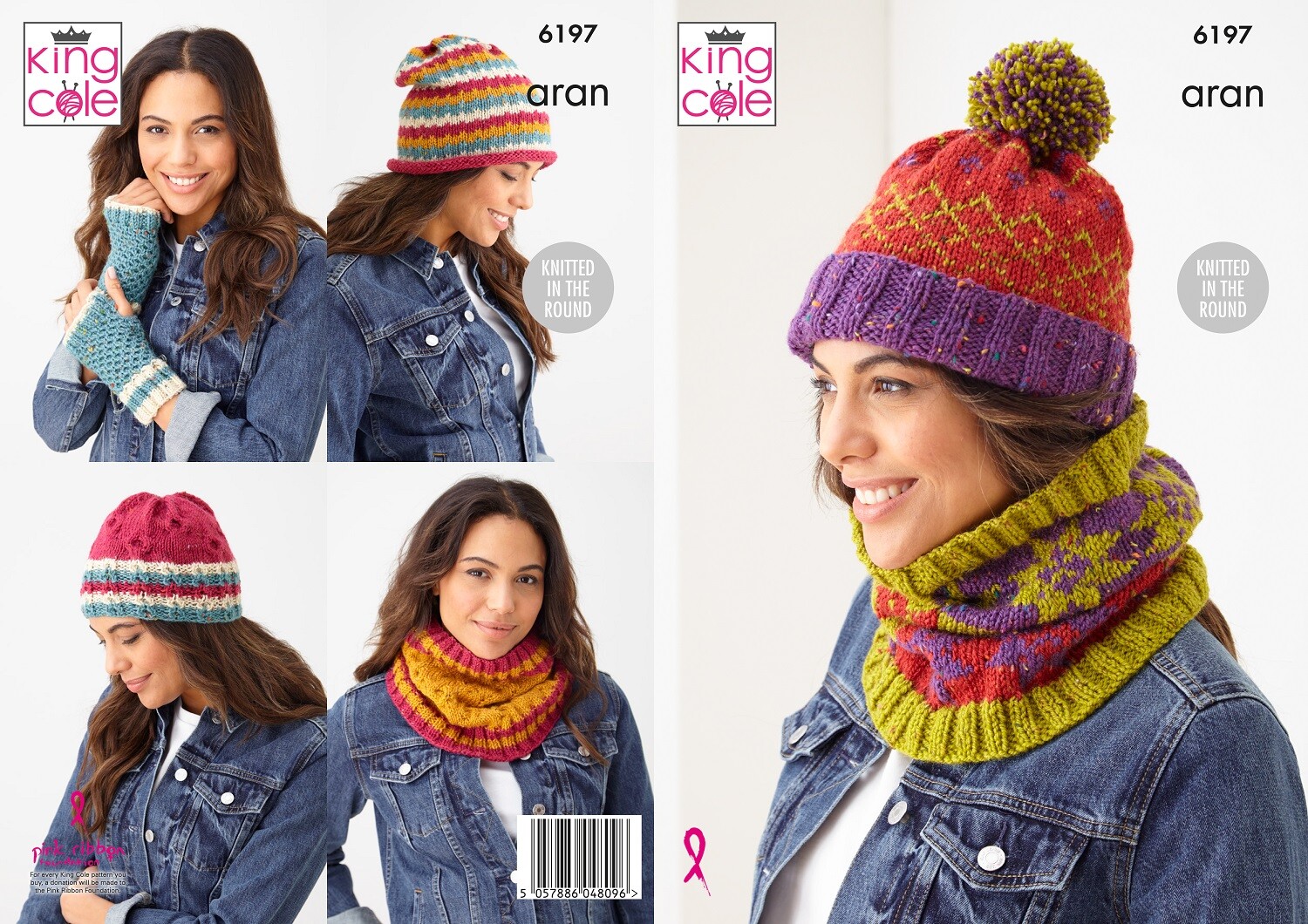 Ladies Knitting Pattern Womans Hats Hand Warmers & Cowl King Cole 6197
