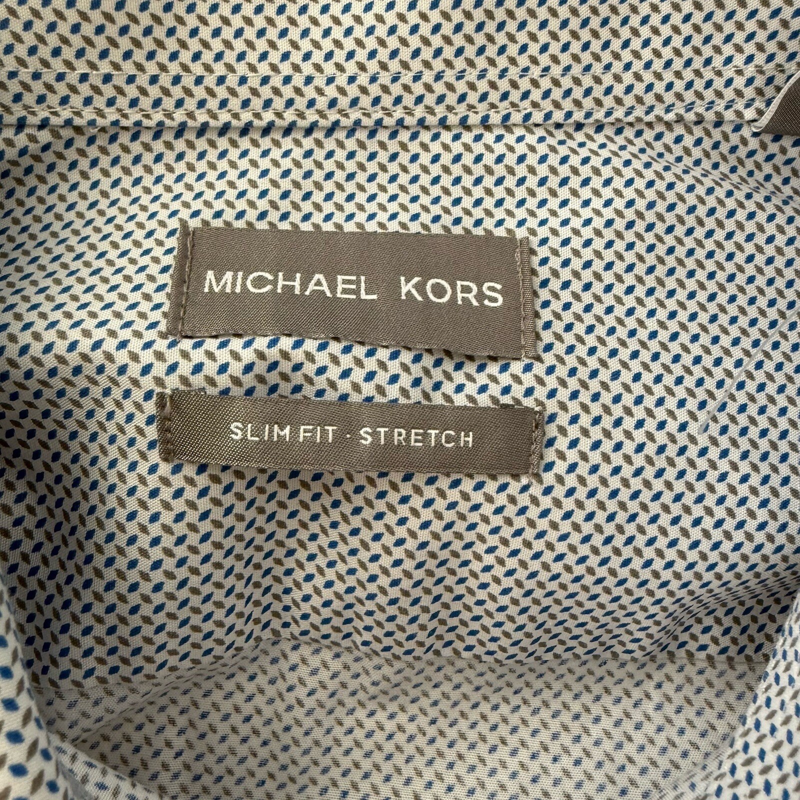 Michael Kors Patterned  SLIM FIT Dress Shirt Size 16 31/35 LARGE Long Sleeve thumbnail 3
