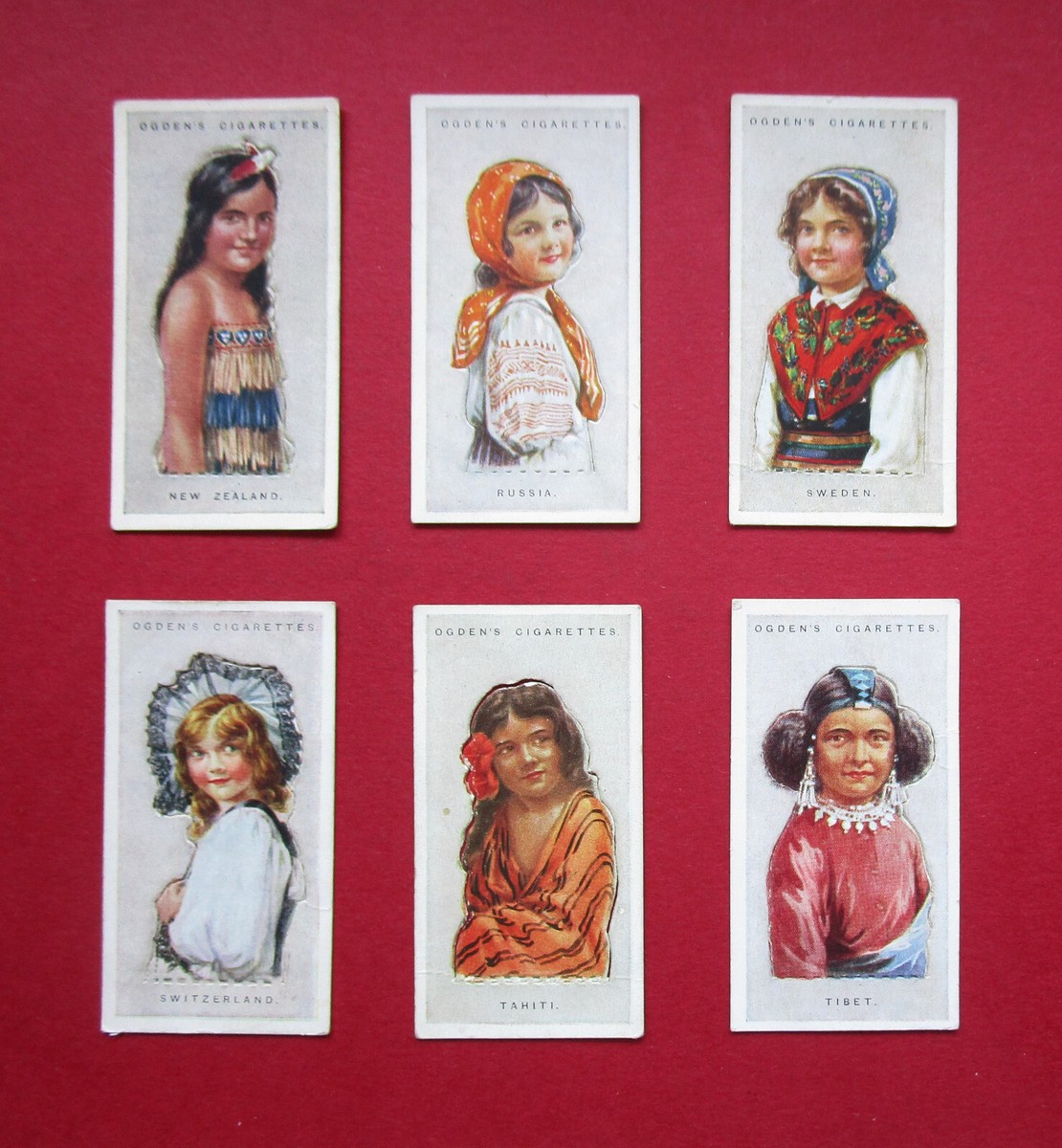 OGDENS 6 POP OUT CIGARETTE CARDS 1924 CHILDREN OF ALL NATIONS  30-39-43-44-45-46