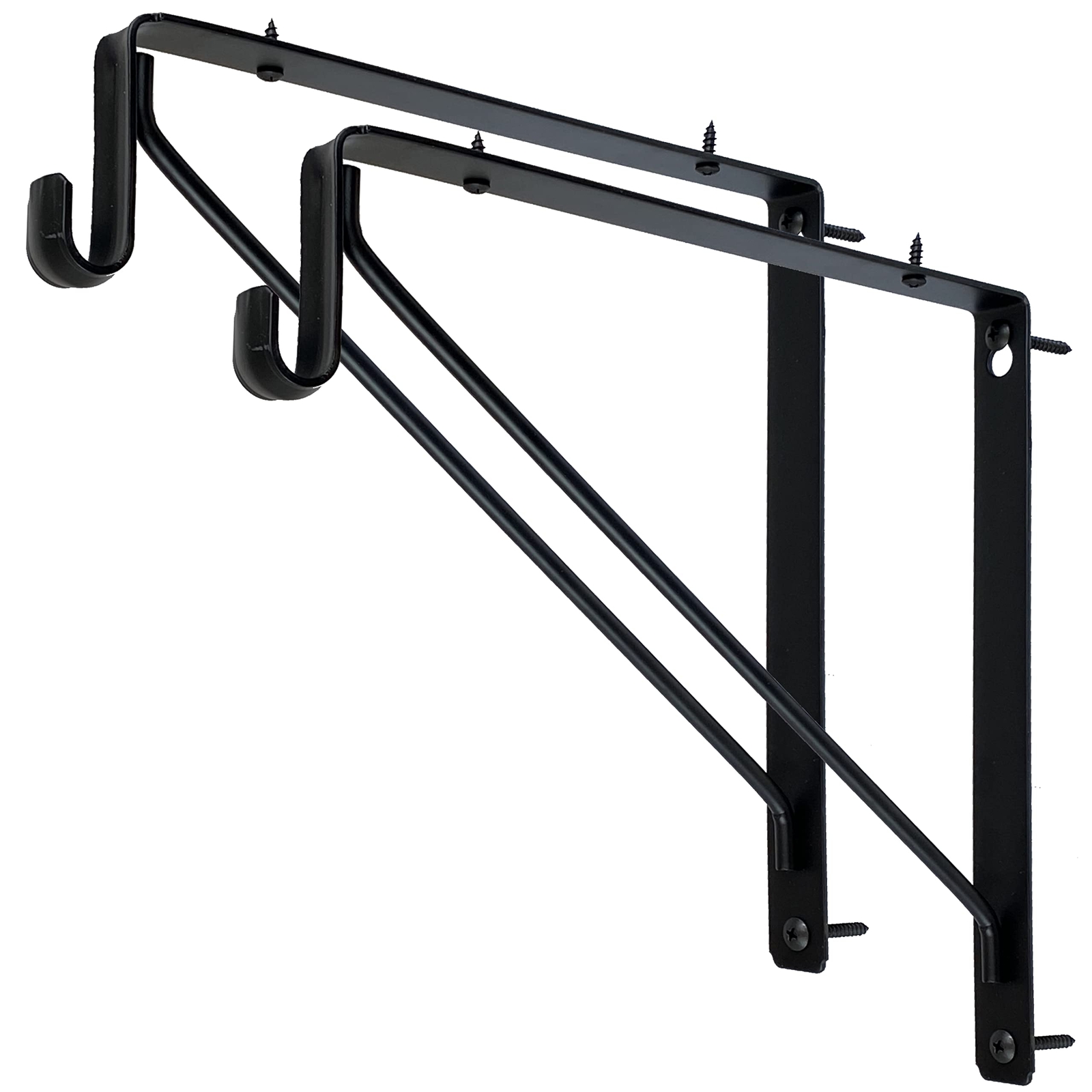 Welded HEAVY DUTY Oval Closet Rod & Shelf Support Bracket | Matte Black | 2 Pack