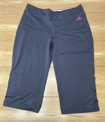 Pantalones Para Mujer Capri De Entrenamiento Yoga Adidas Gris Talla L