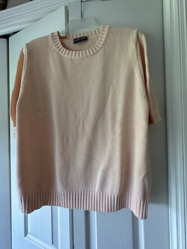 Lands End Short Sleeve Knit Sweater Women XL 100% Cotton Pullover USA pick color - Picture 3 of 24