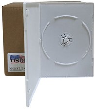 USDISC DVD Cases Slimline 7mm Premium, Single 1 Disc White Lot