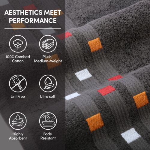 Combed Cotton Bath Towels, 550 GSM Towel Sets, Hand, Face & Bathroom Towels - Picture 17 of 89