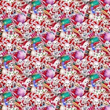 Christmas Fabric Furry Bright Kitten Cat Santa Gift Red Studio E YARD