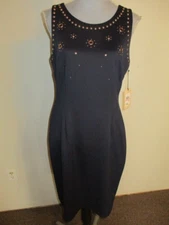NWT Ivanka Trump FAB! Grommet, Studs Lined Knee Sheath Dress in Navy Sz 10