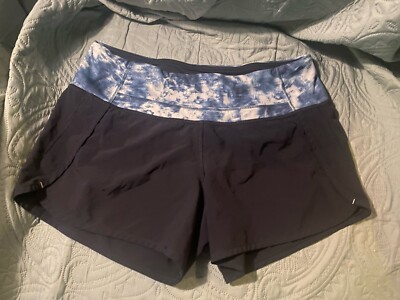 Black lululemon speed up shorts With Blue Waist Band 6 high rise 4 inch