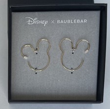 Disney X BaubleBar Mickey Mouse Silhouette Head Earrings Wire Hoop Outline Gold