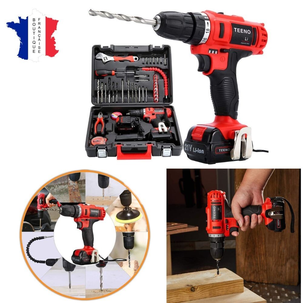 Perceuse Visseuse Sans Fil 21V DayPlus Avec 2 Batteries Li-ion 1,5 Ah + Boîtier