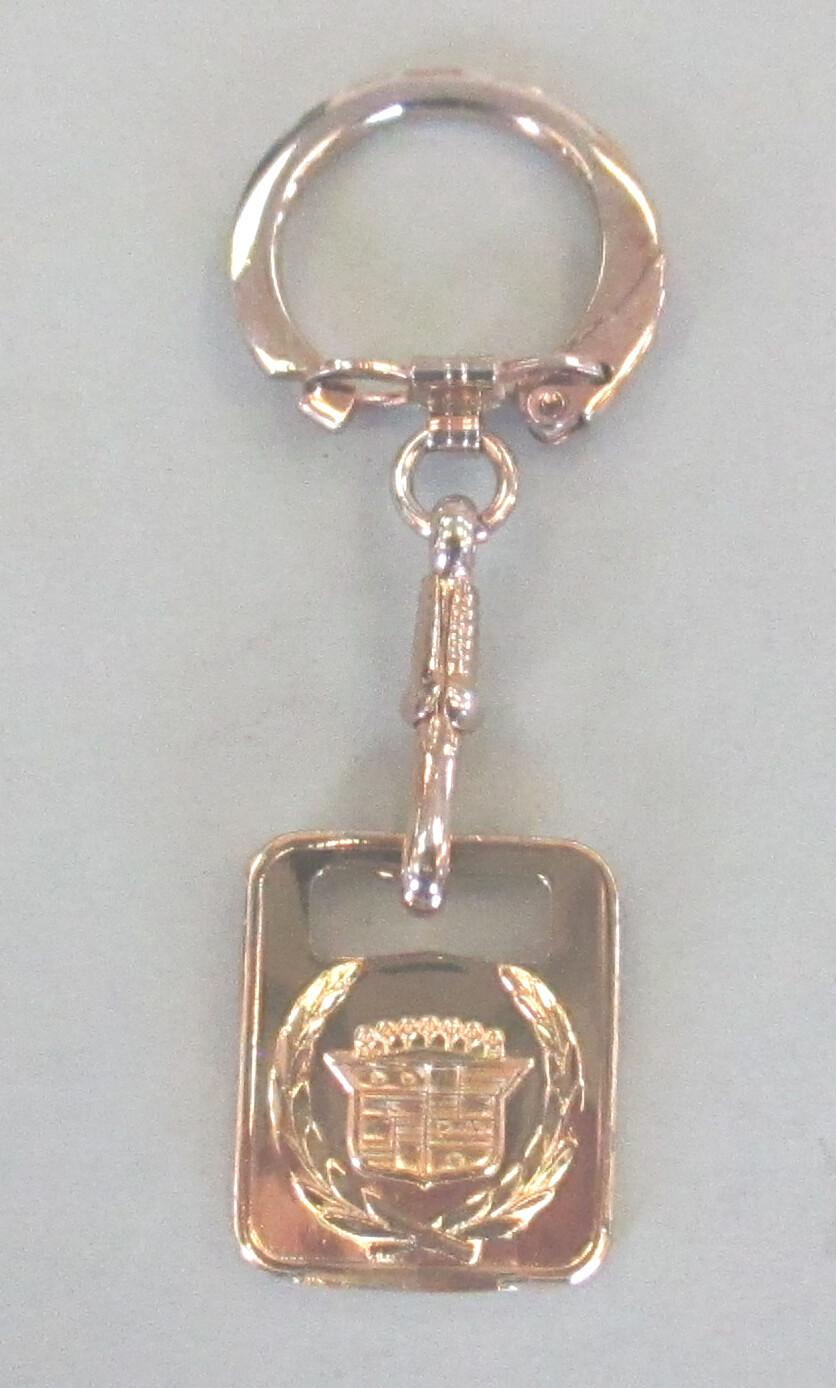 Cadillac Wreath Gold Plated Vintage 80's Key Ring Key Chain Square Key ...