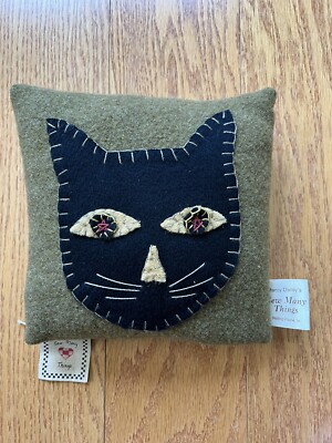 8 x8  Marcy Dailey s Sew Many Things Folkart Black Cat Pillow, nice/new