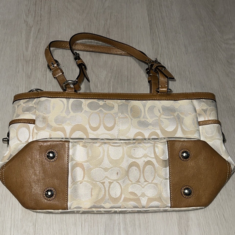 Vintage Coach Beige Signature Logo Shoulder Bag eBay