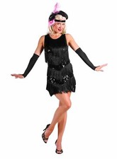 Charleston Kleid schwarz - Glitzerndes Flapper-Kleid für 20er Mottopartys