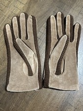 Vintage Tan Leather Women  s Size Medium Gloves Made in Philippines in EUC