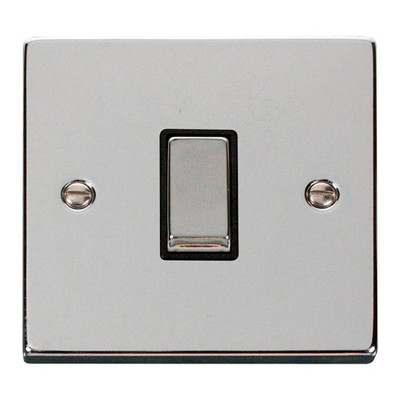 Click Deco 10 Amp 1 Gang Plattenlichtschalter poliert Chrom schwarz - VPCH411BK