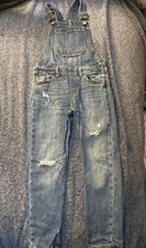 GAP KIDS size S Girls Blue Distressed Denim Overall Excellent Condition