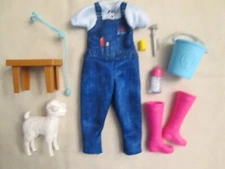 Barbie Careers Doll Farm Veterinarian Outfit Lamb Stethoscope Bottle Otoscope