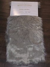 Wondershop 42-54 in Christmas Tree Skirt Grey Faux Fur Holiday NWT Holiday Decor