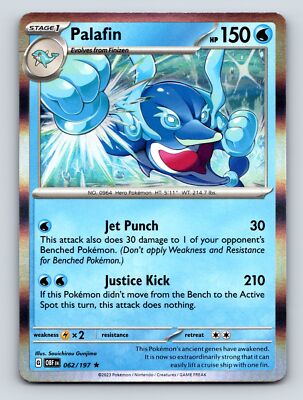 Stage 1 Palafin HP 150 Jet Punch Justice Kick Blue Pokemon Card | eBay